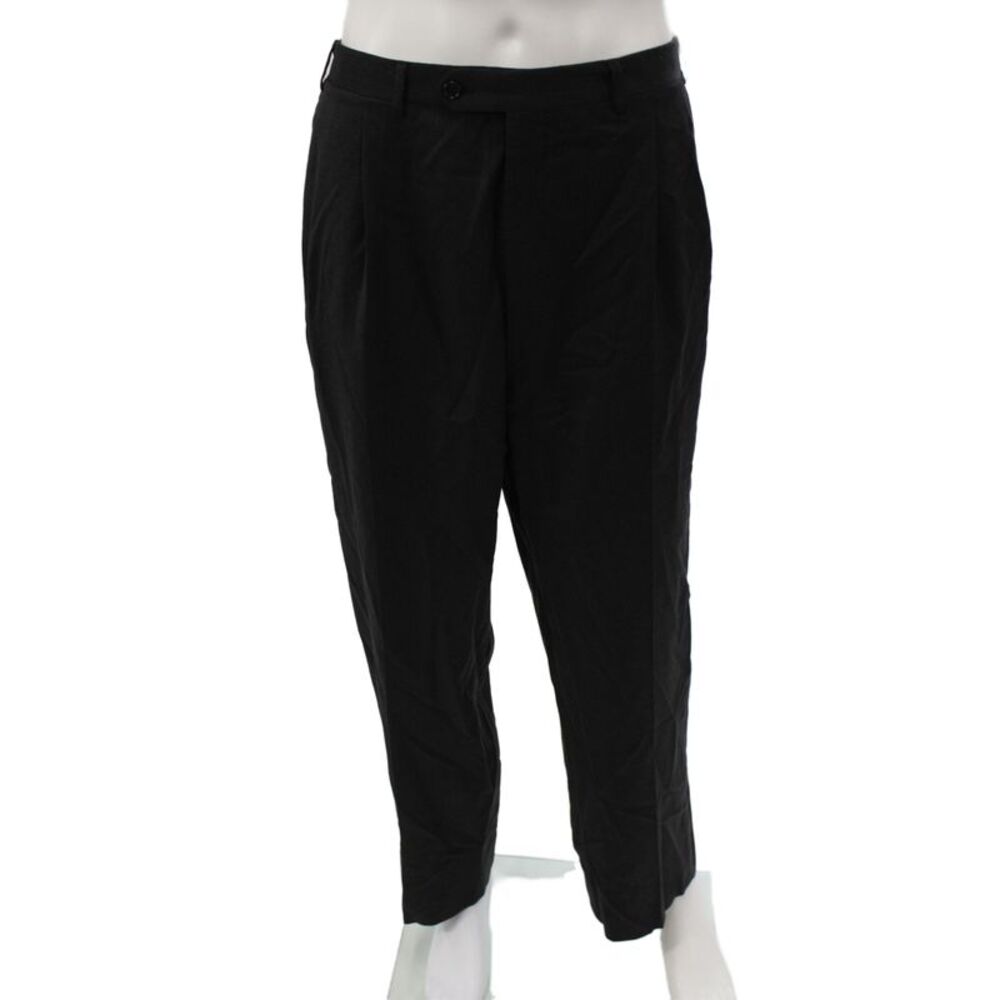 Canali Mens Dress Pants Black Wool Button Size 36